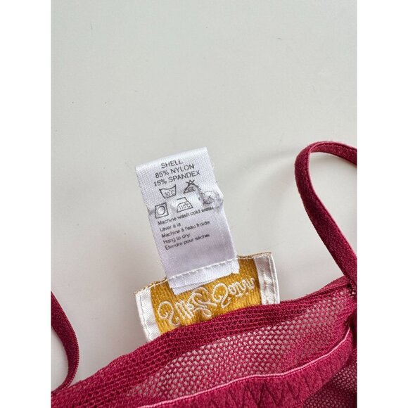 Vintage SILK & SATIN Maroon Red Mesh Lace Babydoll Negligee Slip Dress, Size S - Picture 12 of 13